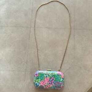 Lilly Pulitzer Floral Clutch with Gold Chain